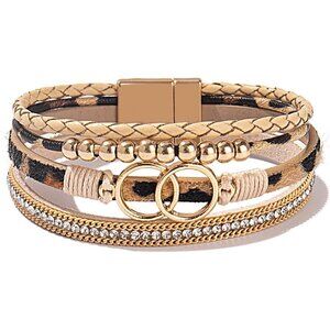 Leather Beaded Infinity Bracelets Stackable Jewelry for Women Gift